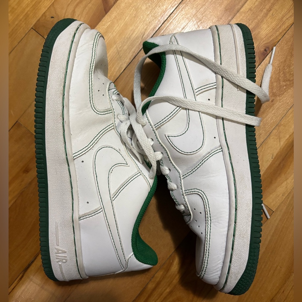 White and Forest Green Nike Air Force 1
